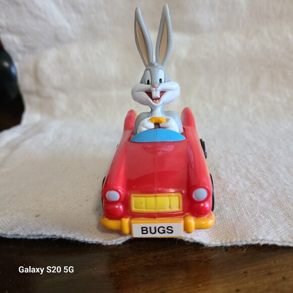 Vintage Bugs Bunny Car Toy Looney Tunes Warner Bros Red Roadster Vehicle - Picture 2 of 5